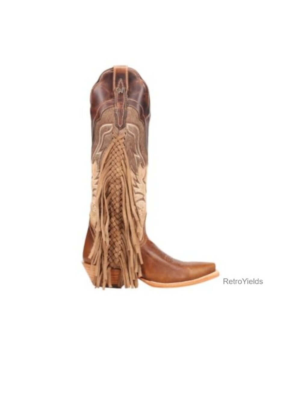 Dan Post Suede Snip Toe Knee High Western Boots Low Heel Fringe Pull On